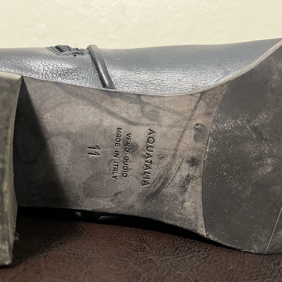 Aquatalia Women’s Ankle Boot Black Leather Side Zip Up Buckle Size 11 - Picture 11 of 11